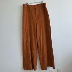 Danielle Bernstein High Rise Wide Leg Pinstripe Pants Sz 10 Dark Orange Color